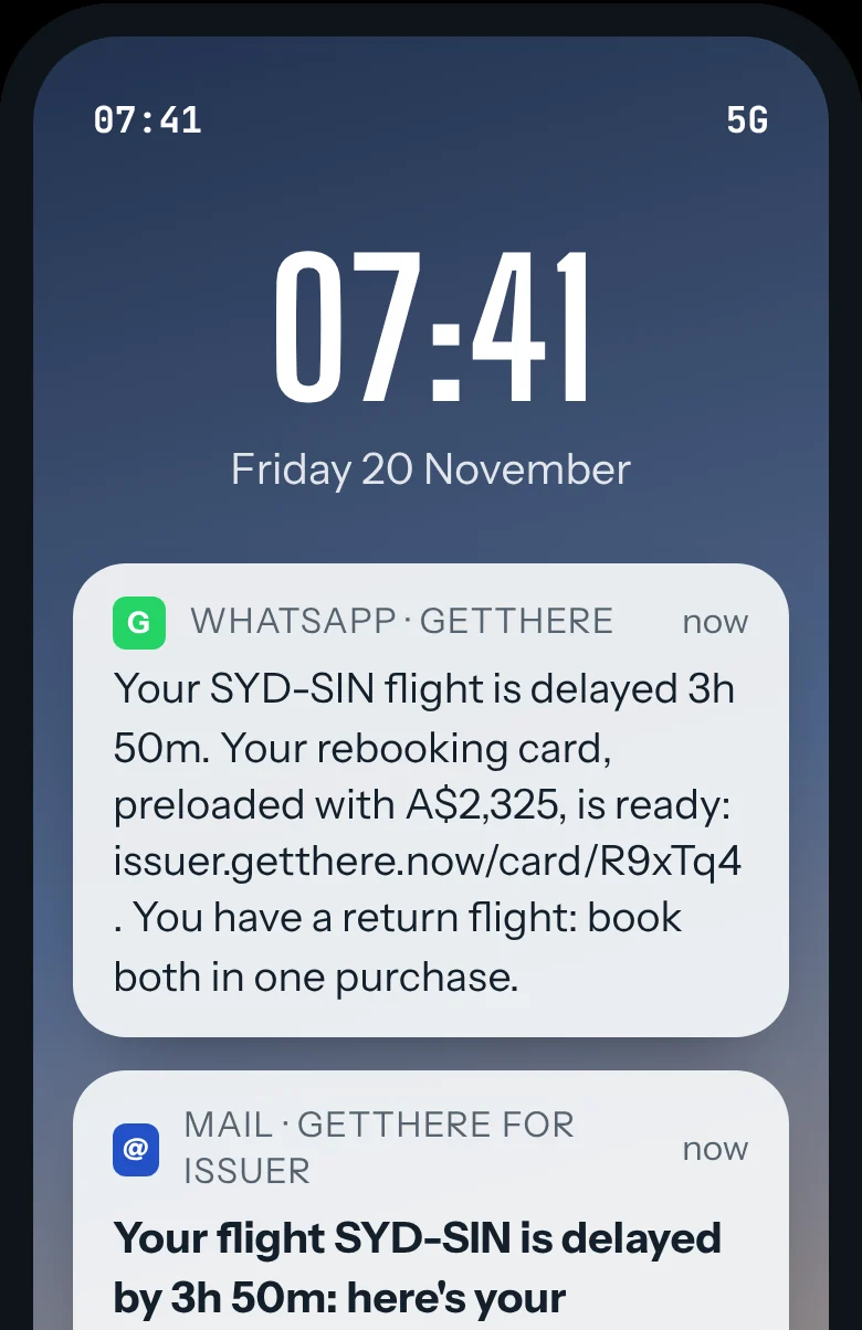 WhatsApp and email messages about the delay